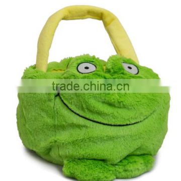 plush frog basket/plush baby toys frog storage box/custom plush animal shape basket