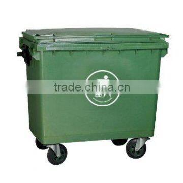 outdoor 660L plastic garbage bin with wheels