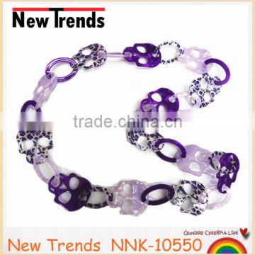 Cute purple resin multi skull necklace 2016 summer design