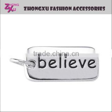new gold and silver plated DIY custom made metal believe inspirational charms