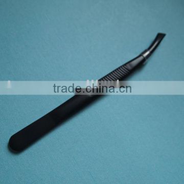 MJ-93 Stainless steel black plated flat tip best tweezers for eyebrows