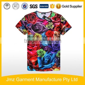 Men Assorted Rose Flower 3D Graphic Print Round Top Tee T shirt/men tee shirt