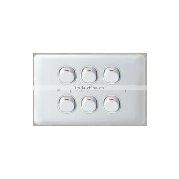 australia 6gang wall mount button light switch