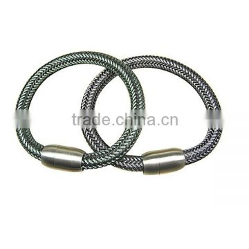 SRB3140 Most Profitable Products Braid Steel Mesh Bracelet with Magnetic Clasp Bangle Surgical Stainless Steel Leather Bracelet