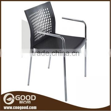 Modern Chrome Legs Dining Chair with Armrest