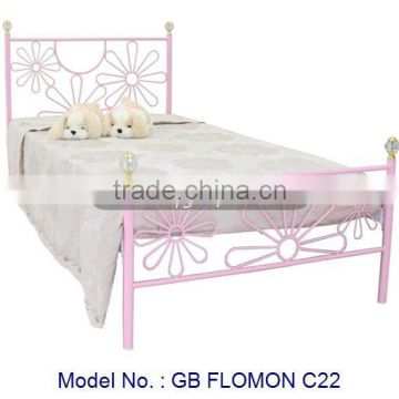 Pink Single Metal Bed For Kids With Unique Designs Furniture, cheap metal beds, latest bed designs, new kids bedroom furniture