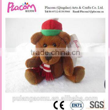 Hot Selling Lovely Plush Bear Keychain for Xmas with Hat and scarf