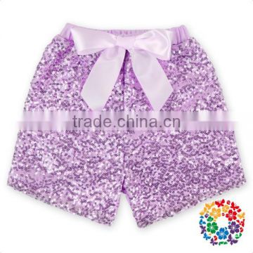 2017 New Arrival Baby Girls Lavender Ribbon Bow Sequin Shorts