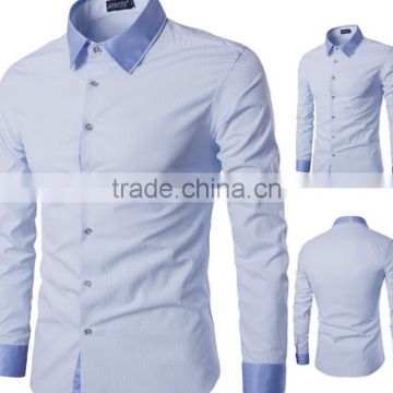 MC1116 2016 best quality pretty price stand collar men shirt for business