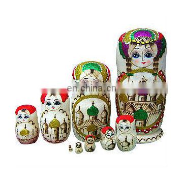 Russian elements wooden nesting dolls