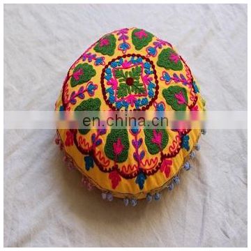 Flower Embroidered Suzani Round Cushion Cover Round Pillow Case 16'' CU16