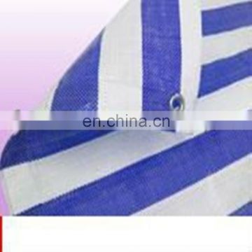 hot sale blue white color stripe polyethylene tarpaulin,sunshade plastic sheet
