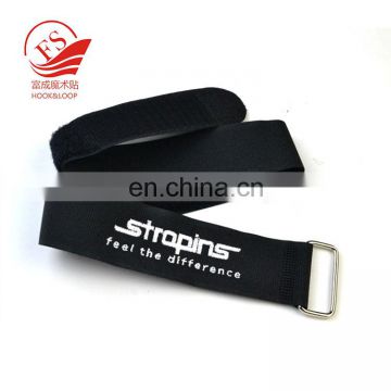 Latest designs logo embroidery hook loop Two Way Face Strap with mental buckle