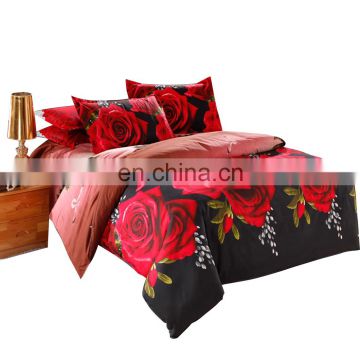 3D Rose Flower Bedding Set Reactive Printing 100% Polyester Duvet Cover Set