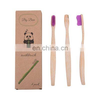 Hot Sale Customized Print Logo natural bamboo toothbrush for kids