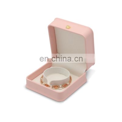 custom logo pink pu leather jewelry box for bangle