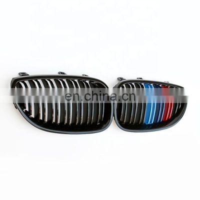Grill for BMW E60 Glossy Black Three Color Double slat Line front grill for Gloss Black Three Color Double Line front grill