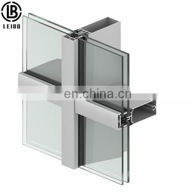Invisible frame aluminium curtain wall, glazing aluminum curtain wall facade, manufacturers glass curtain wall aluminum profile