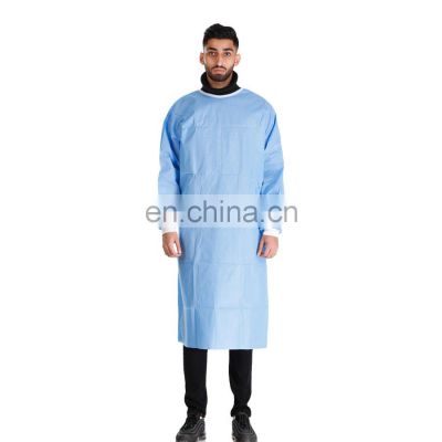 Hospital Surgical Impervious Nonwoven Protective Dispsoble PP Isolation Surgical Gown with Elastic Cuffs