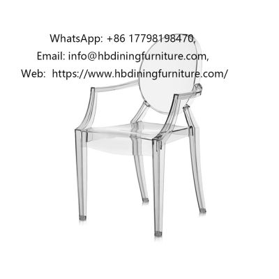 One-piece all-plastic armrest translucent chair