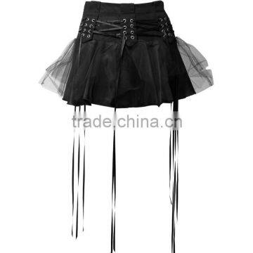 GOTHIC BLACK STRING SKIRT DENIM FOR WOMENS STEAMPUNK GOTH