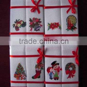 cotton waffle embroidered towel set
