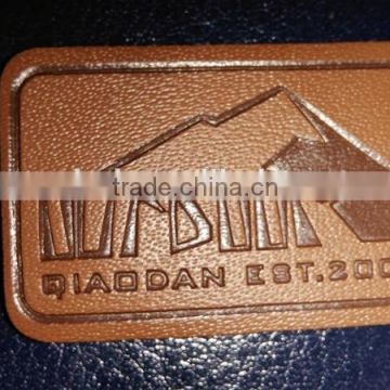 custom brown garment PU leather label leather patch for garment