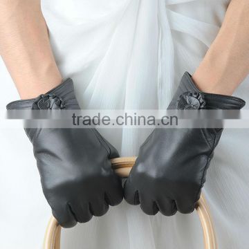 high quality ladies fashion leather gloves with rose flower