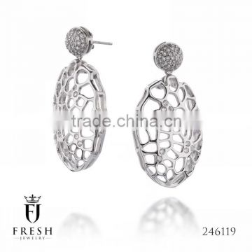 Fashion 925 Sterling Silver Earring - 246119 , Wholesale Silver Jewellery, Silver Jewellery Manufacturer, CZ Cubic Zircon AAA