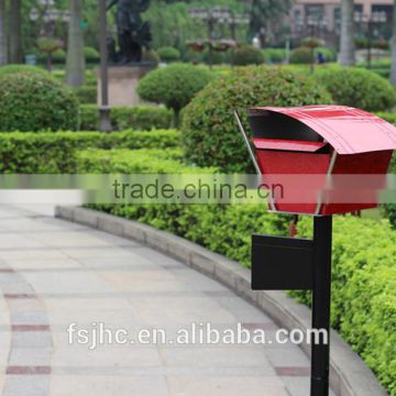 Foshan JHC-1027 Post Mounted Metal Mailbox/Powder Coated Durable Letterbox/Outdoor Standing Postbox For Garden