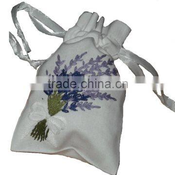 Hand embroidered lavender sachet/bag/pillow-floral embroidery