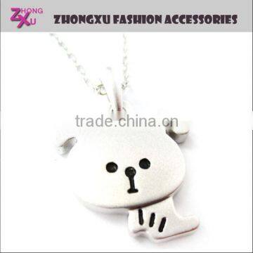 latest custom fashion silver and gold cute animal puppy dog necklace