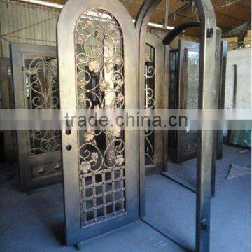 Interior exterior arch full arch top single wrought iron door factory