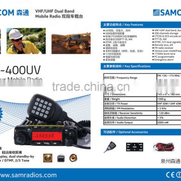 2015 HOT selling 50W/40W output Dual band mobile base radio SAMCOM AM-400UV with dual display,dual standby,FCC approval