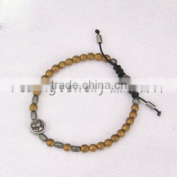 Gift for Men faceted Hematite neads Bracelets, with adjustable length