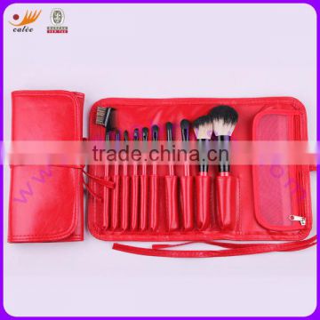10-piece Makeup Brush Set with Wooden Handle and Aluminium Ferrule, OEM/ODM Orders Welcomed