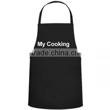 100% polyester black bib apron with adjustable neck