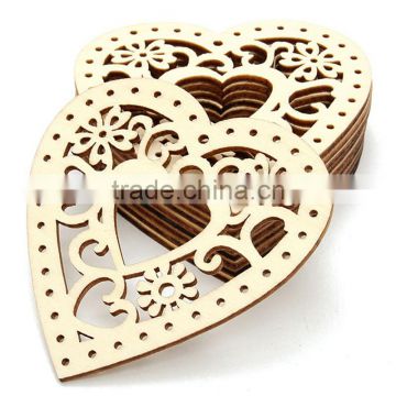 Factory Direct Sale Decoration Wood Heart Shape With Holes Crafts