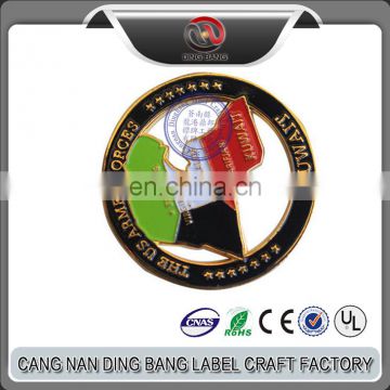 Top Quality Die Cast Color Filled Type And Map Shape Custom Metal Souvenir Gold Hollow Coin