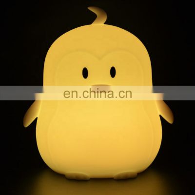 Hot sale  silicone penguin shape animal Led night lamp  for Baby Bedroom