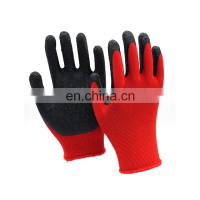 13G polyester knit green rubber latex foam coated safety protective Gloves