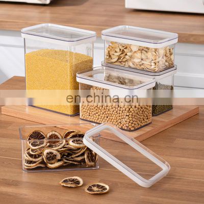 Water tight PET Storage box Kitchen accessories Organizer Food Storage containers Stackable Plastic can for grain oatmeal