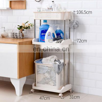Cheap price 3 Layers foldable plastic hollow-out  laundry hamper