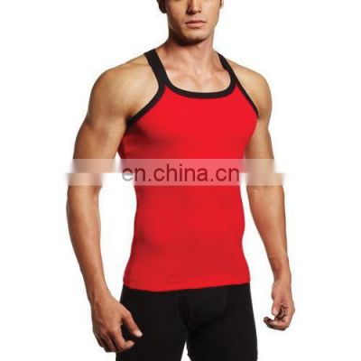 Custom design two tone gym tank top fitness wear stringer vest for men