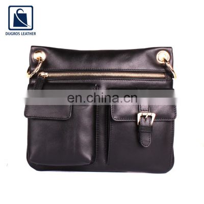 Manufacturer of Fashion Style Polyester Lining Material Genuine Leather Side Bag