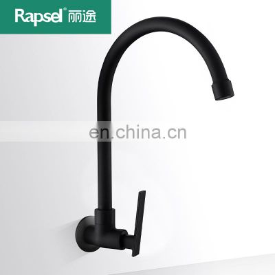 Best-selling Single Hole Stainless Steel Matte Black Taps Goose Neck Kitchen Faucet With Nice C Shape Curvature