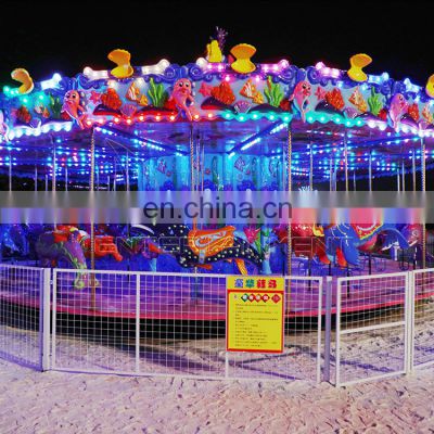 Sale funny  luxury adult and kids game rides theme park 24 carousel ocean carousel