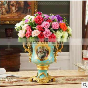 Antique brass European porcelain flower pots for home deco