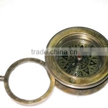 Nautical Brass compass with magnifying pendant/ Nautical Pendant / Mini calender sundial FOR PENDANT