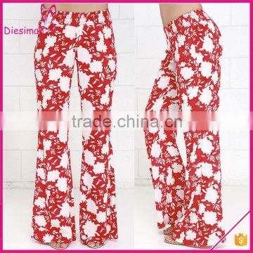 Ladies Beach Style Coral Red Custom Print Pants, New Design Pants